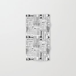 Black And White Collage Of Grunge Newspaper Fragments Hand & Bath Towel