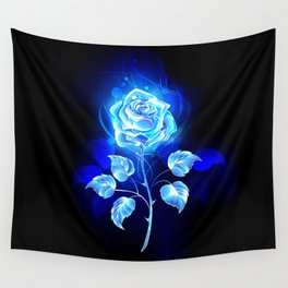 Burning Blue Rose Wall Tapestry