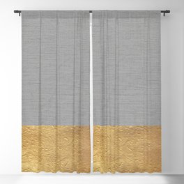 Color Blocked Gold & Grey Blackout Curtain