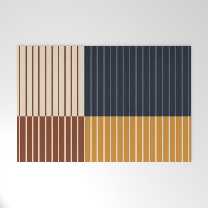 Color Block Line Abstract XIII Welcome Mat