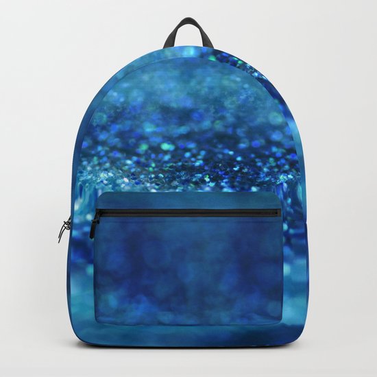 Aqua Glitter effect- Sparkling print in different blue Backpack