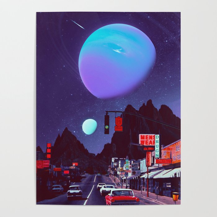 Night Out - Space Collage, Retro Futurism, Sci-Fi Poster