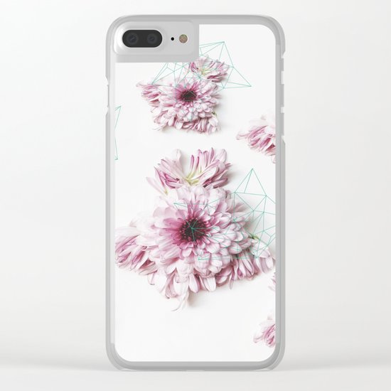 Geometry pastel flowers Clear iPhone Case