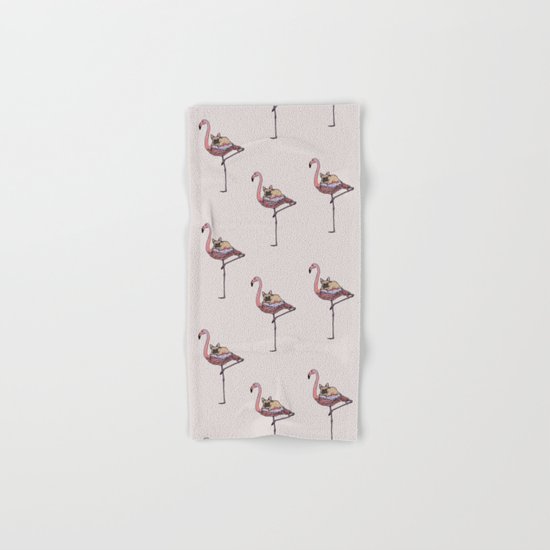 Flamingo and French Bulldog Hand & Bath Towel