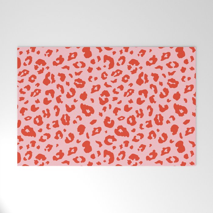 Red + Pink Leopard Spots (xii 2021) Welcome Mat