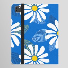 White daisies on a blue background iPad Folio Case