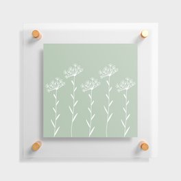 Dandelion Wildflower On Sage Green One Line Art Flowers Floating Acrylic Print