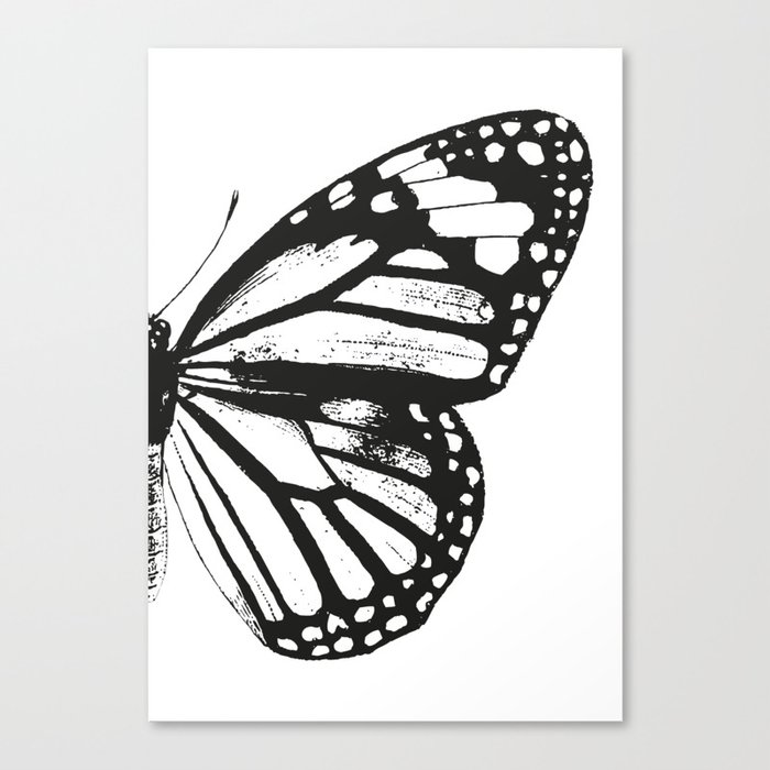 Monarch Butterfly | Right Butterfly Wing | Vintage Butterflies | Black and White | Canvas Print