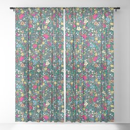 Summer floral print, colorful meadow Sheer Curtain