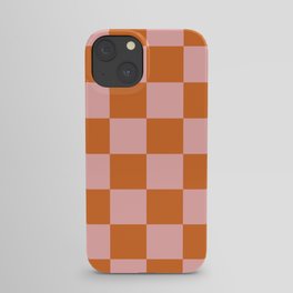 Checkerboard Check Pattern in Pink and Orange iPhone Case