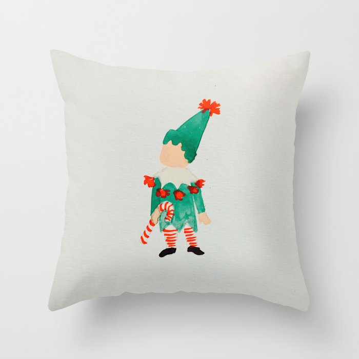 December Christmas Toddler Child Christmas Elf Throw Pillow