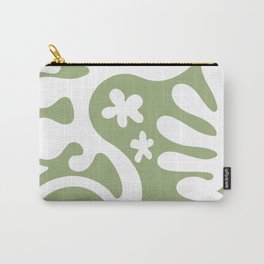 Hippie Retro Trippy Mod Design in Sage Green and White Carry-All Pouch