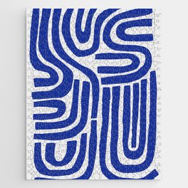 S and U Jigsaw Puzzle | Scandinavian, Monochrome, Pattern, Blueart, Decorative, Boho, Curated, Abstract, Acrylic, Stripe 
