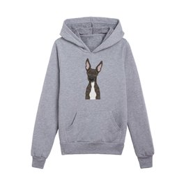 Cute brindle and white Greyhound Kids Pullover Hoodies