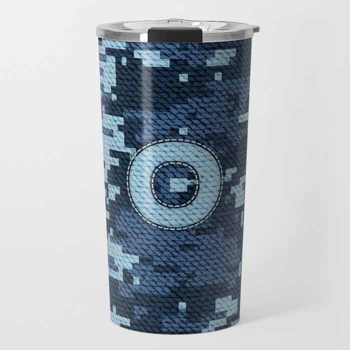 Personalized O Letter on Blue Military Camouflage Air Force Design, Veterans Day Gift / Valentine Gift / Military Anniversary Gift / Army Birthday Gift iPhone Case Travel Mug