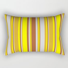 [ Thumbnail: Goldenrod, Light Gray, Sienna, and Yellow Colored Stripes Pattern Rectangular Pillow ]