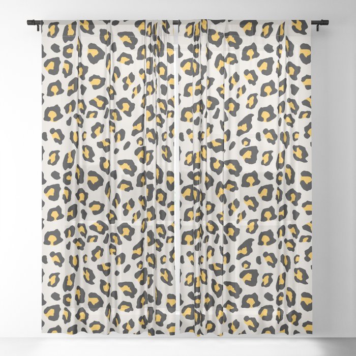 Leopard Print Mustard Yellow Sheer Curtain By Silverpegasus