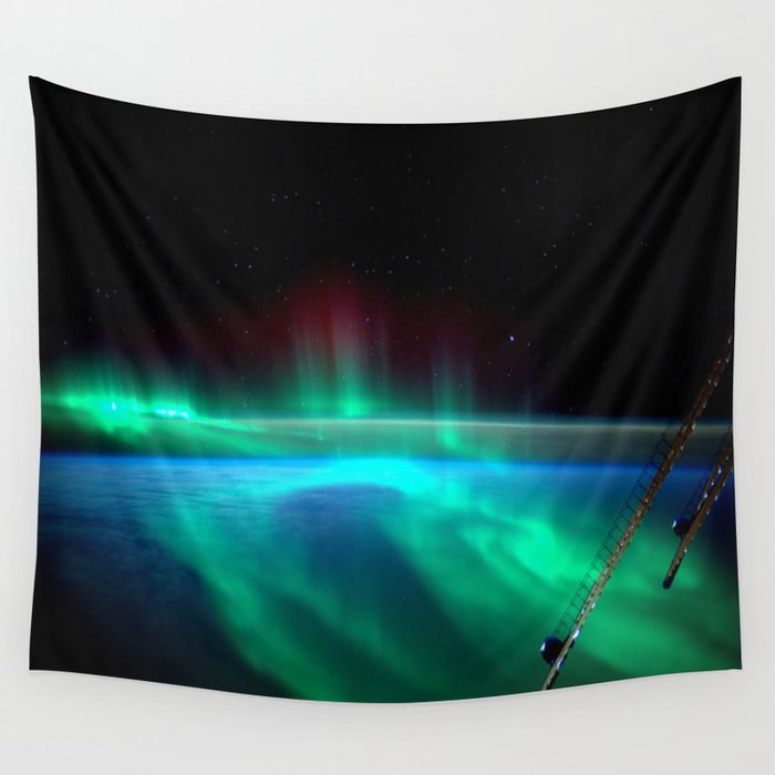 Aurora Borealis Over Earth Wall Tapestry