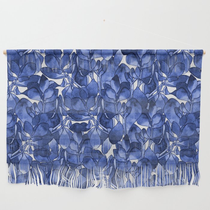 Botanical Navy Blue Pattern Wall Hanging
