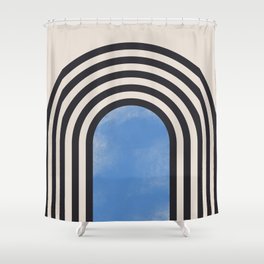 Minimalist Arches in Black and Blue  Shower Curtain