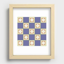 Minimal checkerboard postage stamp daisy pattern 41 Recessed Framed Print