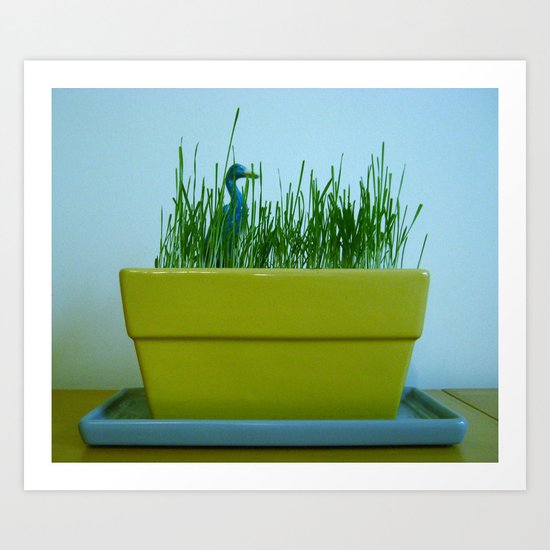 Duck in Wheat grass Art Print