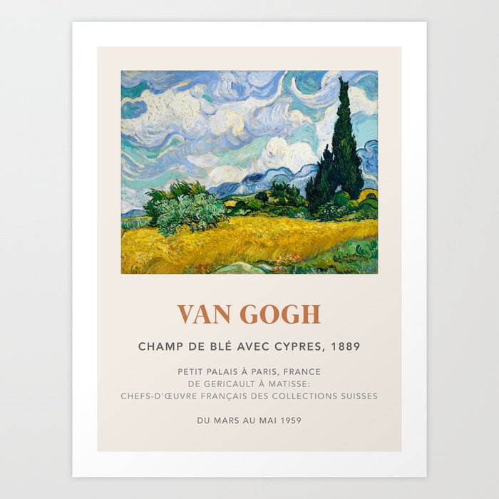 Van Gogh Art Exhibition: Wheat Field with Cypresses Art Print