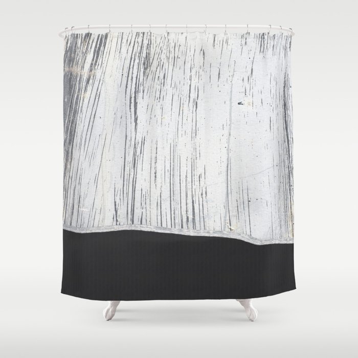 Scratched White Plaster And Charcoal Grey Lined Pattern Shower