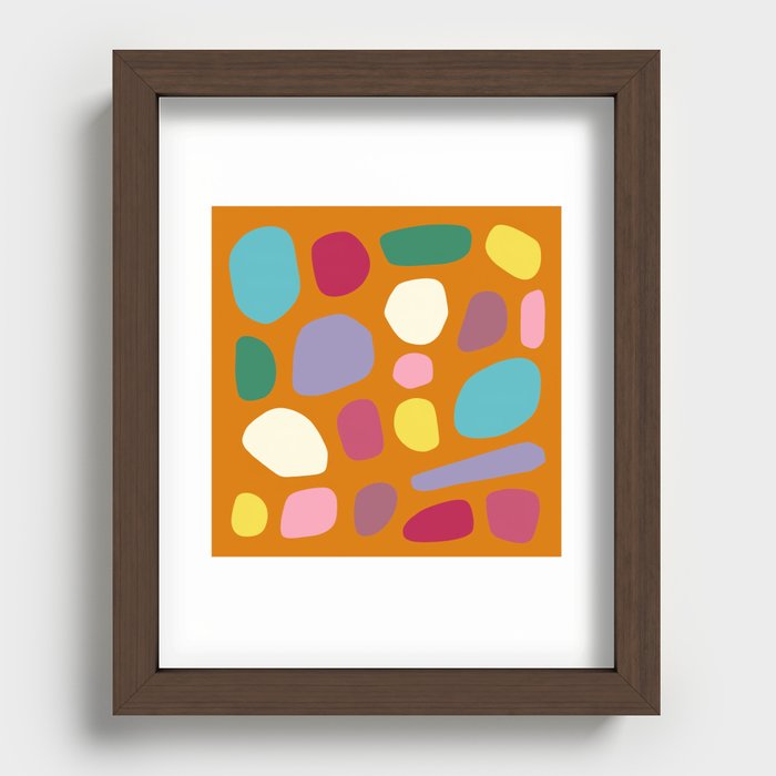 Geometric minimal color stone composition 10 Recessed Framed Print