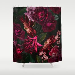 Vintage & Shabby Chic - Night Botanical Flower Roses Garden Shower Curtain
