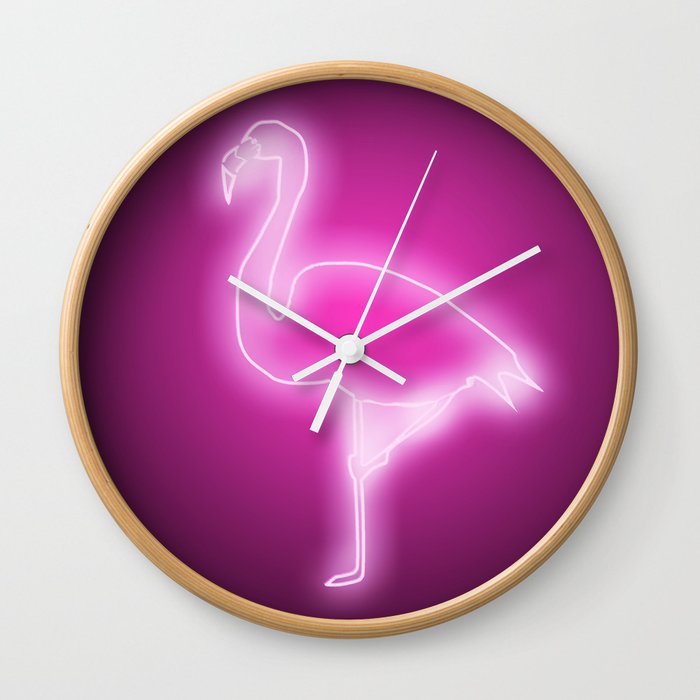 flamingo neon light sign wall clock by marilenaxiari society6