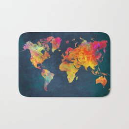 World Map blue #world #map Badematte | Graphic Design, Typography, Concept, Pop Art, Illustration, Other, Mapart, Digital, Abstract, Map 