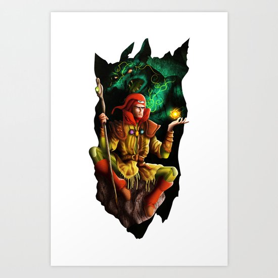 A wizard in the dark Art Print