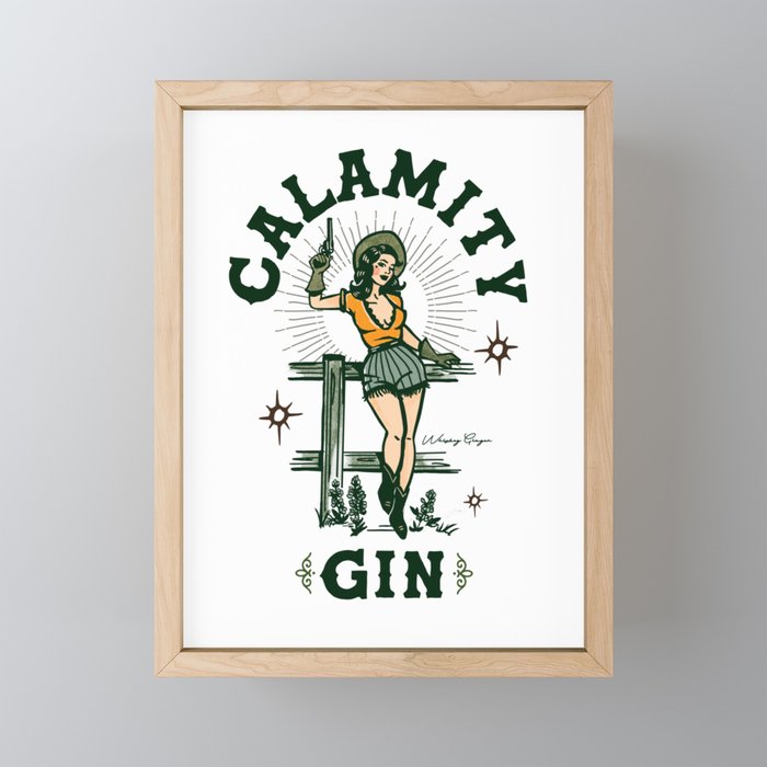 Calamity Gin Cowgirl Pinup Framed Mini Art Print