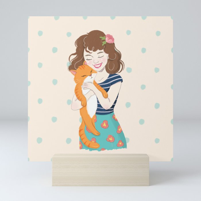 Lovely Cat Mom Mini Art Print