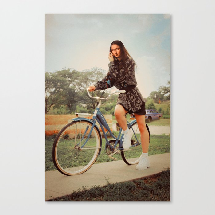 Mona On A Bicycle Canvas Print