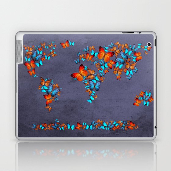 world map butterfly Laptop & iPad Skin