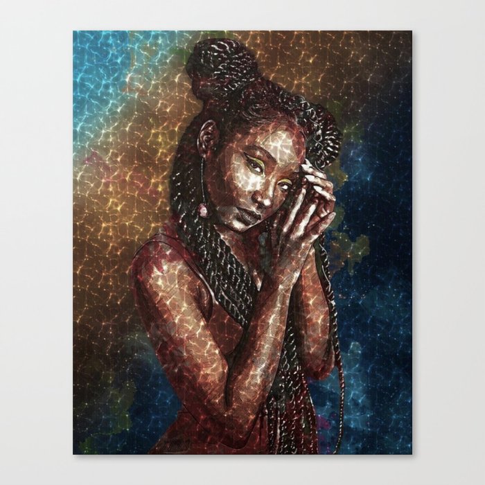 African American A Hard Rain is Gonna Fall female portrait painting for wall and home decor Canvas Print