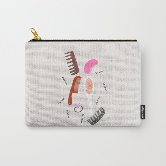 MARI's hair brush collection, girly illustration, beauty art print Carry-All Pouch