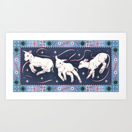 Jumping Lambs Art Print