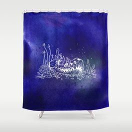 Dino skull – Blue Shower Curtain
