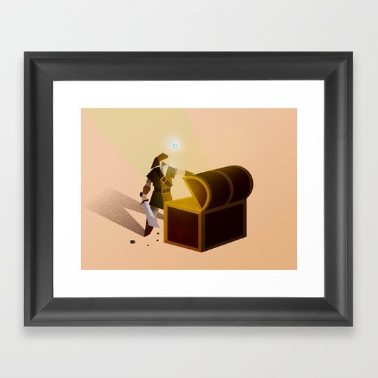 Link opening a chest Framed Art Print