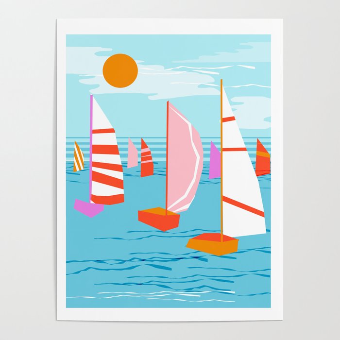Quepasa - memphis throwback retro minimal modern neon boating yacht club sailing summer sport Poster