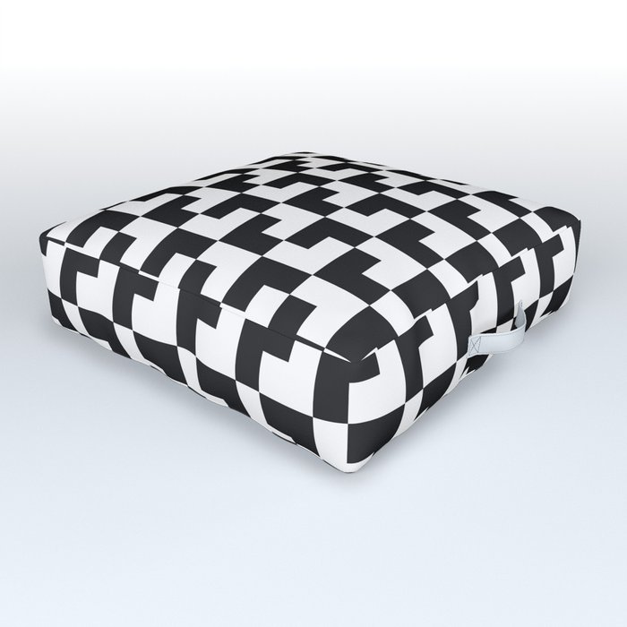 Black and White Tessellation Pattern - Graphic Design Outdoor Floor Cushion