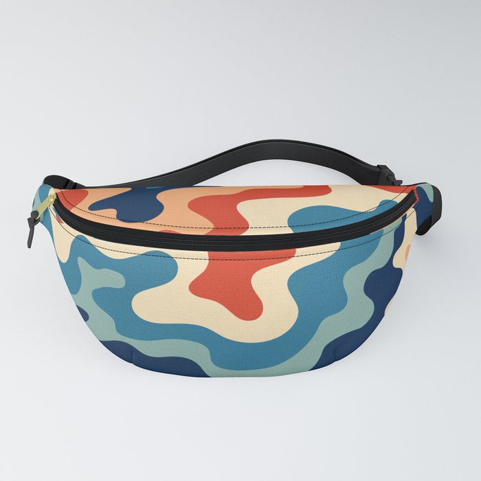 Soft Swirling Waves Abstract Nature Art In Retro 70s & 80s Color Palette Fanny Pack