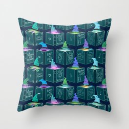 Magical books wizard witch Throw Pillow