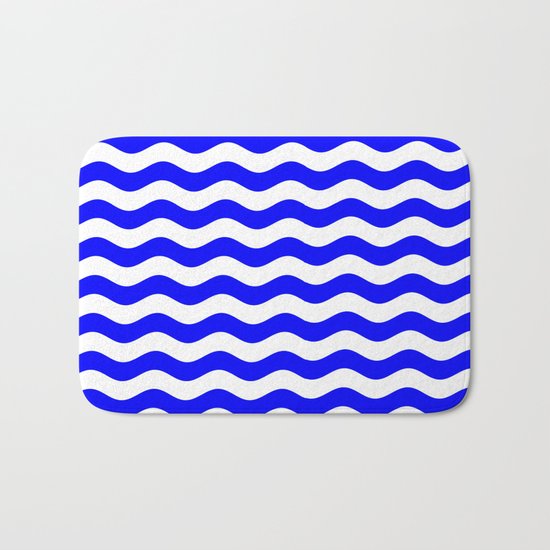 Wavy Stripes (Blue/White) Bath Mat