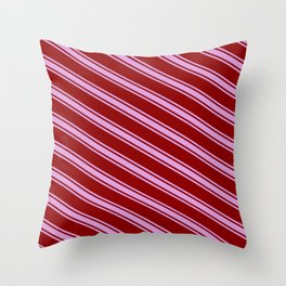 [ Thumbnail: Dark Red and Plum Colored Striped/Lined Pattern Throw Pillow ]