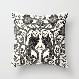 Rose Owls Throw Pillow