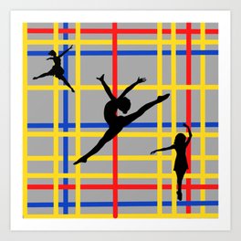 Dancing like Piet Mondrian - New York City I. Red, yellow, and Blue lines on the grey background Art Print